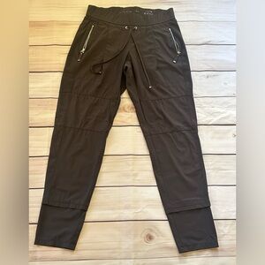 RAFFAELLO ROSSI Candy Jogger Pants Drawstring Pull On Zip Pockets Brown 36 S